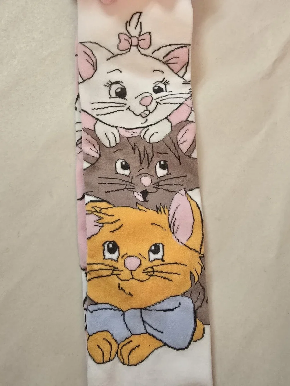 Hot Topic Disney's Aristocats Plush Bow Mismatch Knee- High Socks Marie Berlioz